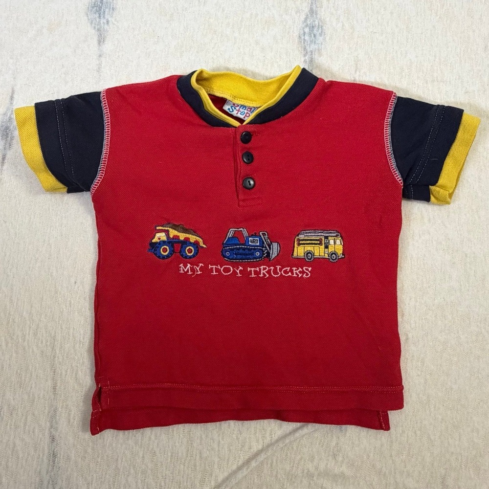 Vintage Small Steps My Toy Trucks Shirt 24M Red Construction Trucks Toddler